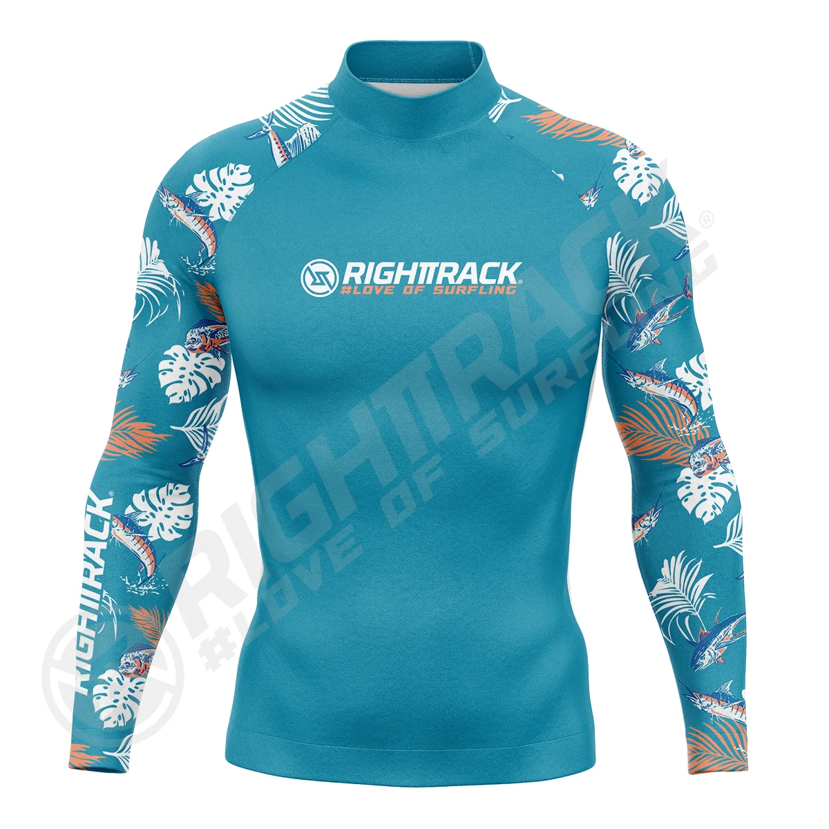 Rash Guard Men\'s Surfing Long SLeeve Shirts Lycra Surf Swimsuit Upf 50+ Performance Swimimng RIGHTTRACK Clothing