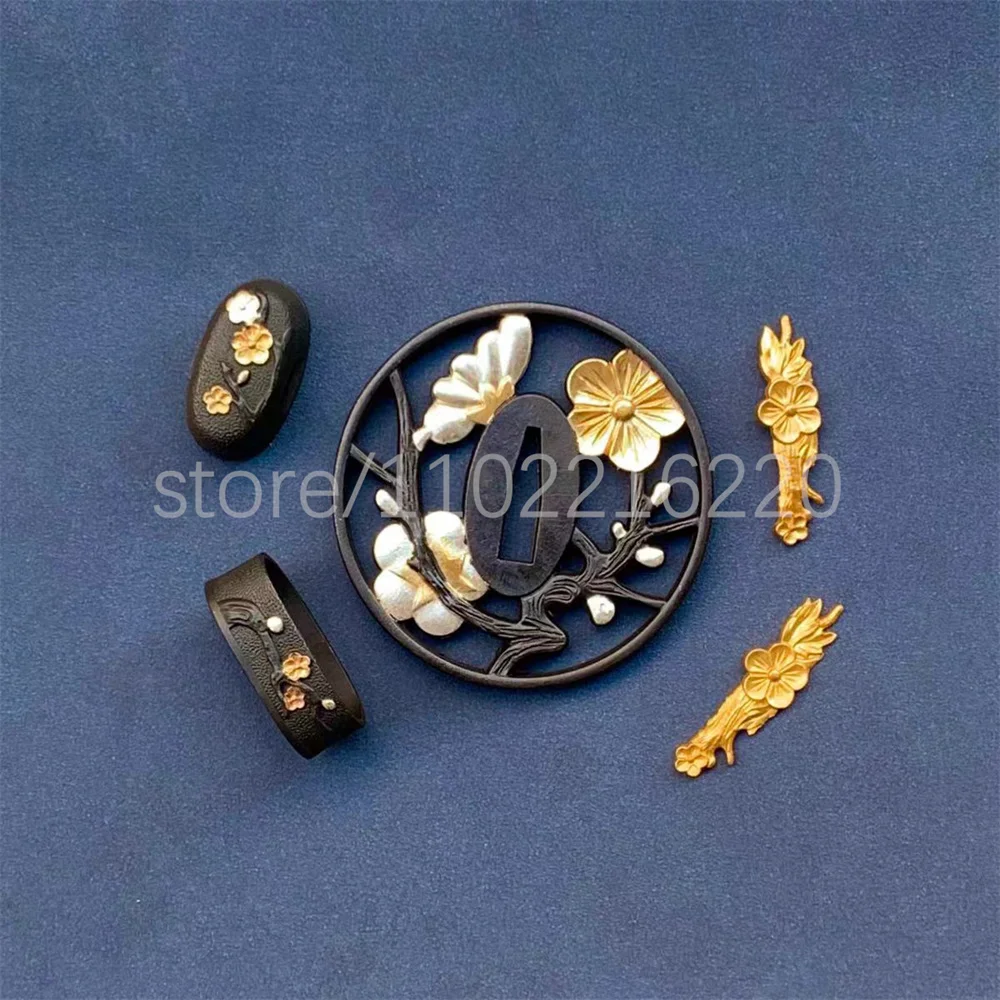 Beautiful Copper Brass Gold Plated Silver Tsuba Handguard Fuchi Kashira Menuki For Real Japan Samurai Katana Sword Fittings