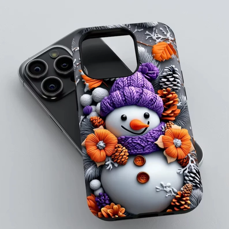 Winter Snowman Holiday Season Phone Case For IPHONE 16 15PRO MAX 14 13 12 11 Acrylic TPU Two in one magnetic Phone Cases