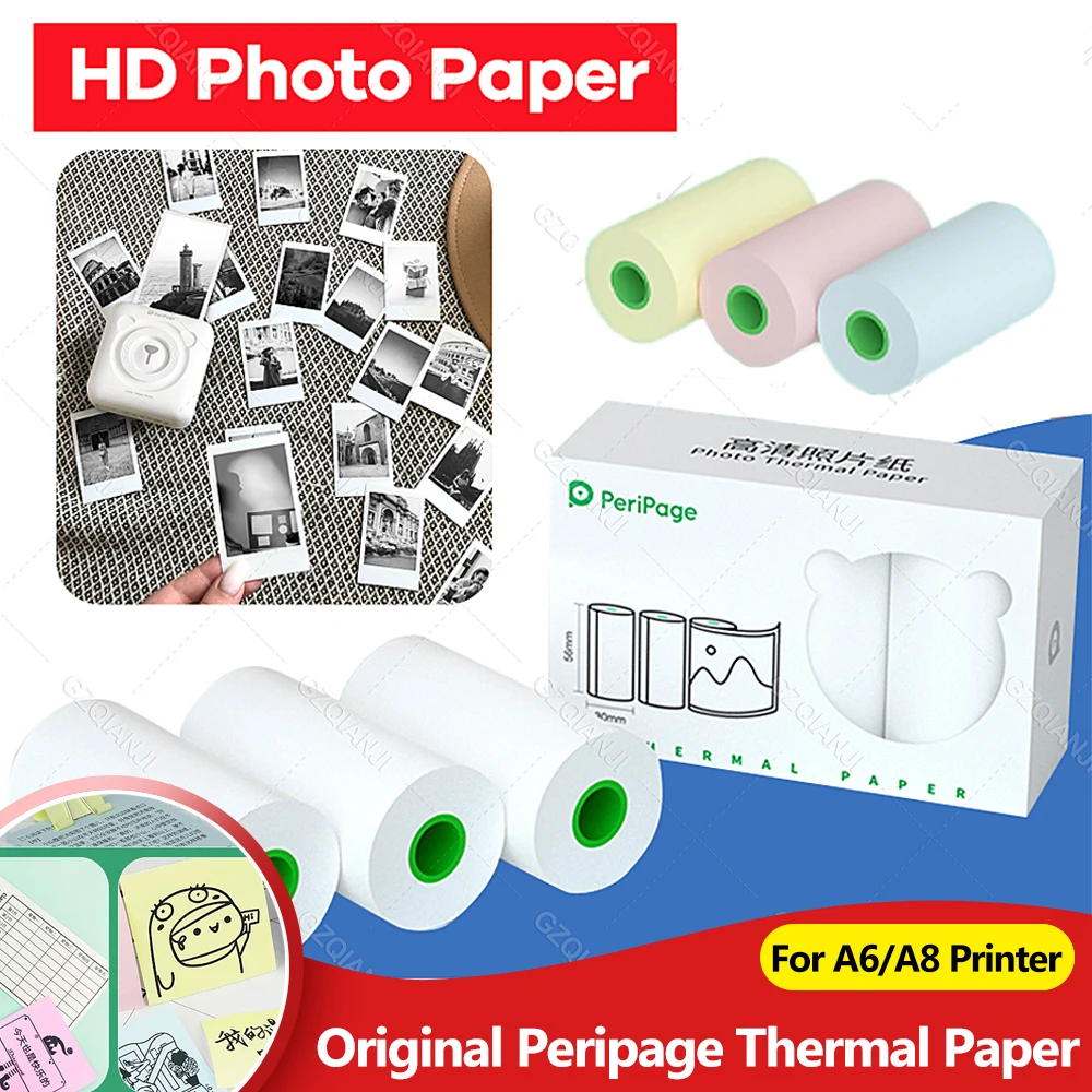 Papel Térmico Original Peripage de 10 Años de Duración, 56x30mm, para Impresoras Peripage A6, A8, Poooli, Papeang, Impresora de Teléfono, Papel Fotográfico Universal