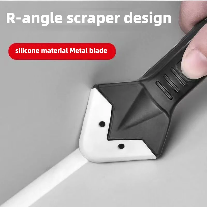 Silicone Scraper Squeegee Glue Remover Knife Caulking Angle Beauty Crack Trowel Tool Grout Scraper Kit with 5pcs Scraper Head