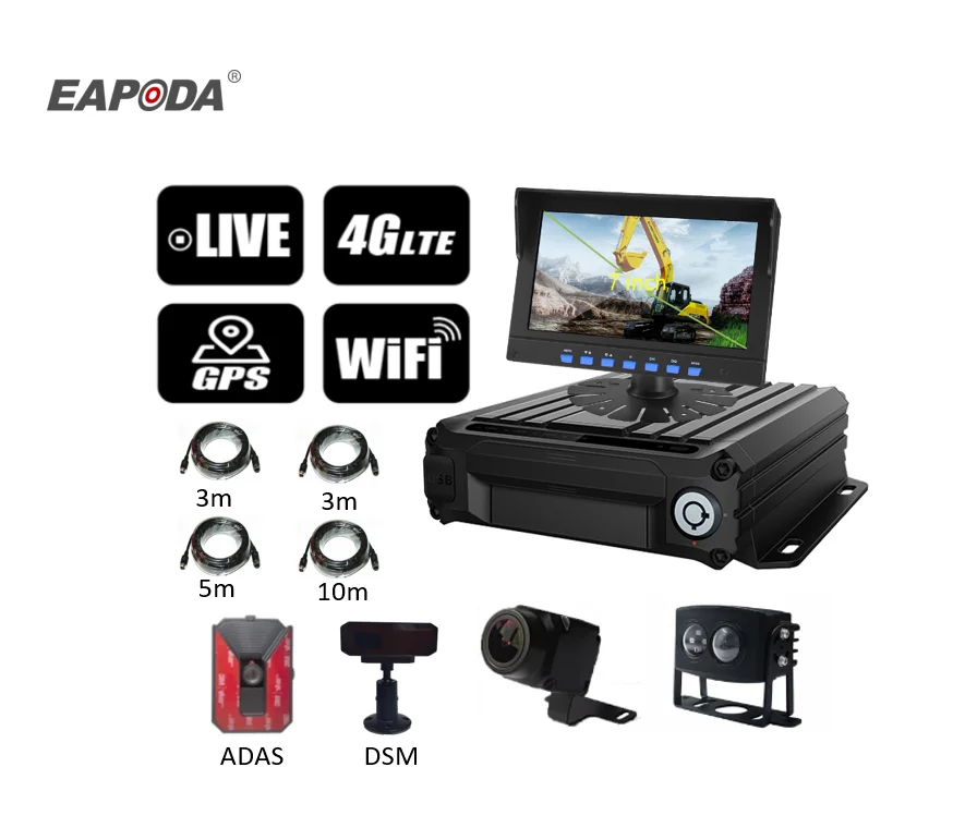 

4G 4-CH Double SD Card 1080P AHD HD Mobile Vehicle Car DVR Black Box Video Recorder Kit For School Bus Tucks And RV ADAS DSM BSD