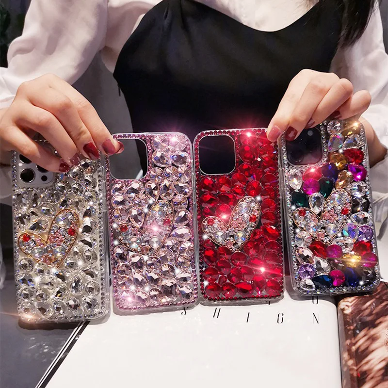 Luxury Gem Rhinestone Case for Xiaomi Redmi, Glitter Bling, Crystal Color Cover, 9A, 9C, Note8, 9Pro, Note9, Note10, Note11