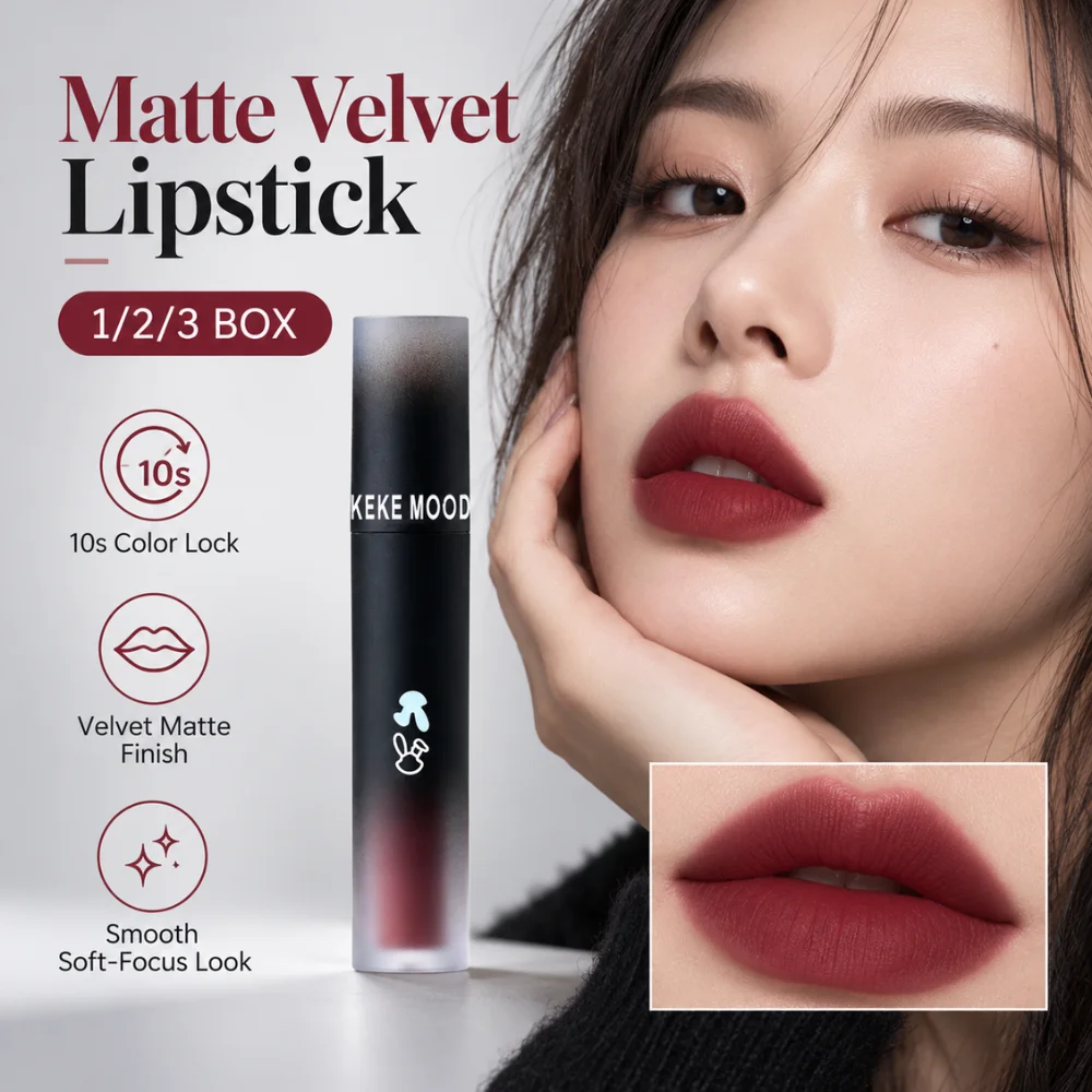 Velvet Matte Lip Gloss 1pc Long Lasting Transfer Proof Rich Pigment Smooth Mud Texture Soft Focus Daily Lip Makeup Cosmetic