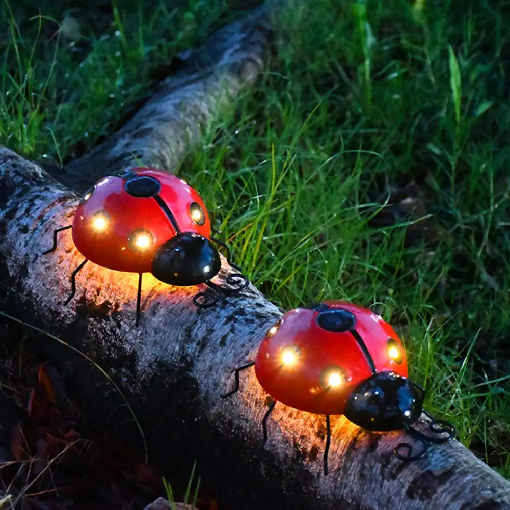 

Ladybug Garden Statue Light Solar Power Outdoor LED Decorative Lamp Wrought Iron Landscape Courtyard Light