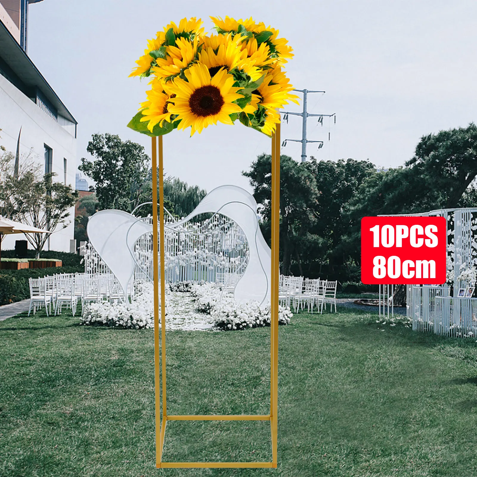 Imagem -03 - Gold Geometric Metal Wedding Arch Floor Column Backdrop Flower Stand Road Lead Vase 10 mm Square Tube Party Decor Pcs 10 Pcs