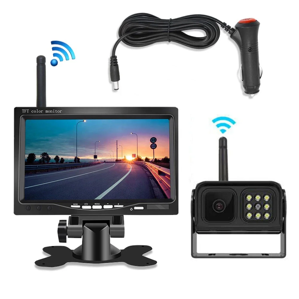 

Bileeko 7"Monitor Wireless Rear View Backup Camera Night Vision System for RV Truck Bus