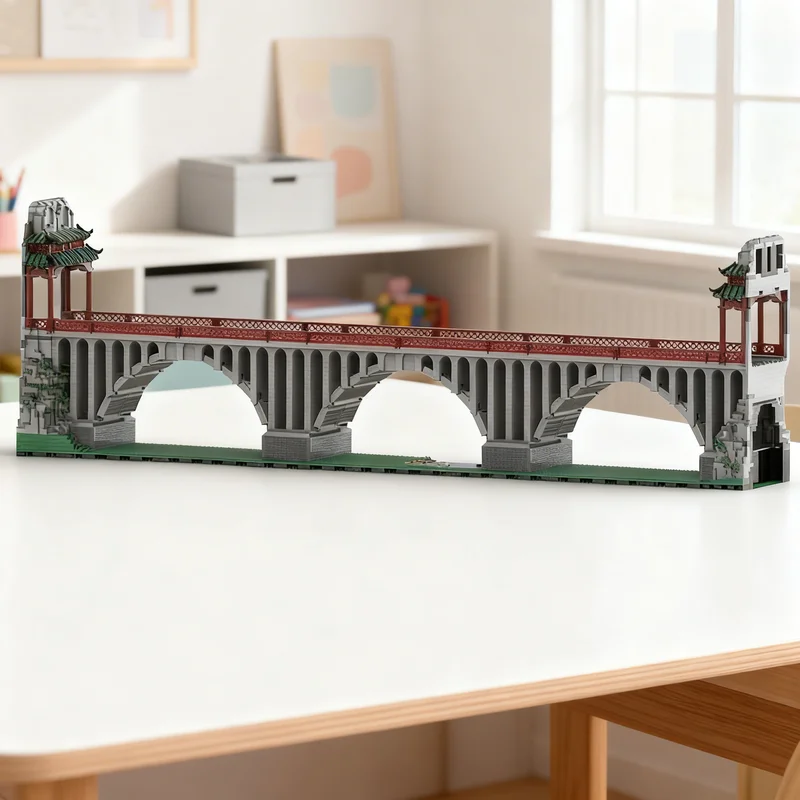 10556pcs MOC Asia Railway Bridge Embedded City Trains Model Building Blocks Toy Gift Creative Display Collectible Desk Premium