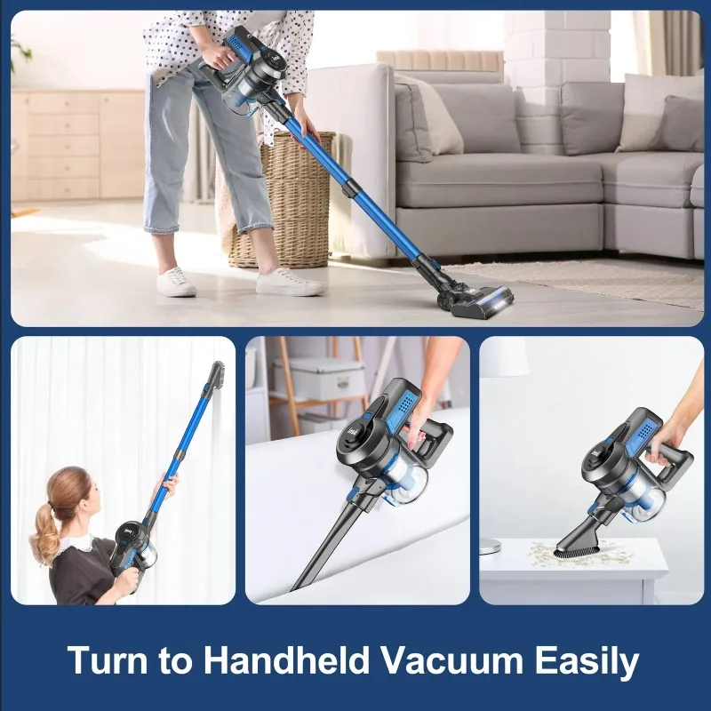 INSE Cordless Vacuum Cleaner,6 in 1 Powerful Stick Handheld Vacuum,25Kpa Vacuum Cleaner,45min Runtime