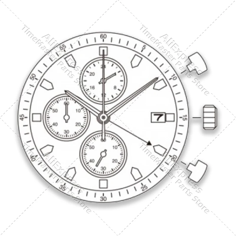 Miyota FS16 ควอตซ์นาฬิกาChronograph 3 มือวันที่Dual-Time 24H SR626SW 23.7 มม.5.10 มม.อะไหล่ซ่อม