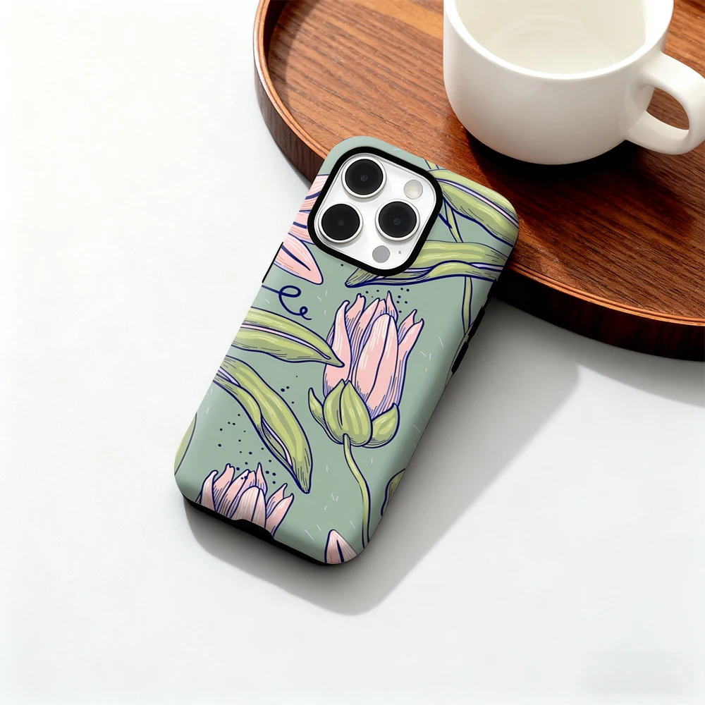 

Fashion Blush Blooms Phone Case for iPhone 17 16 15 14 13 12 11 Pro Max Air Plus Luxury Double-layer Back Cover
