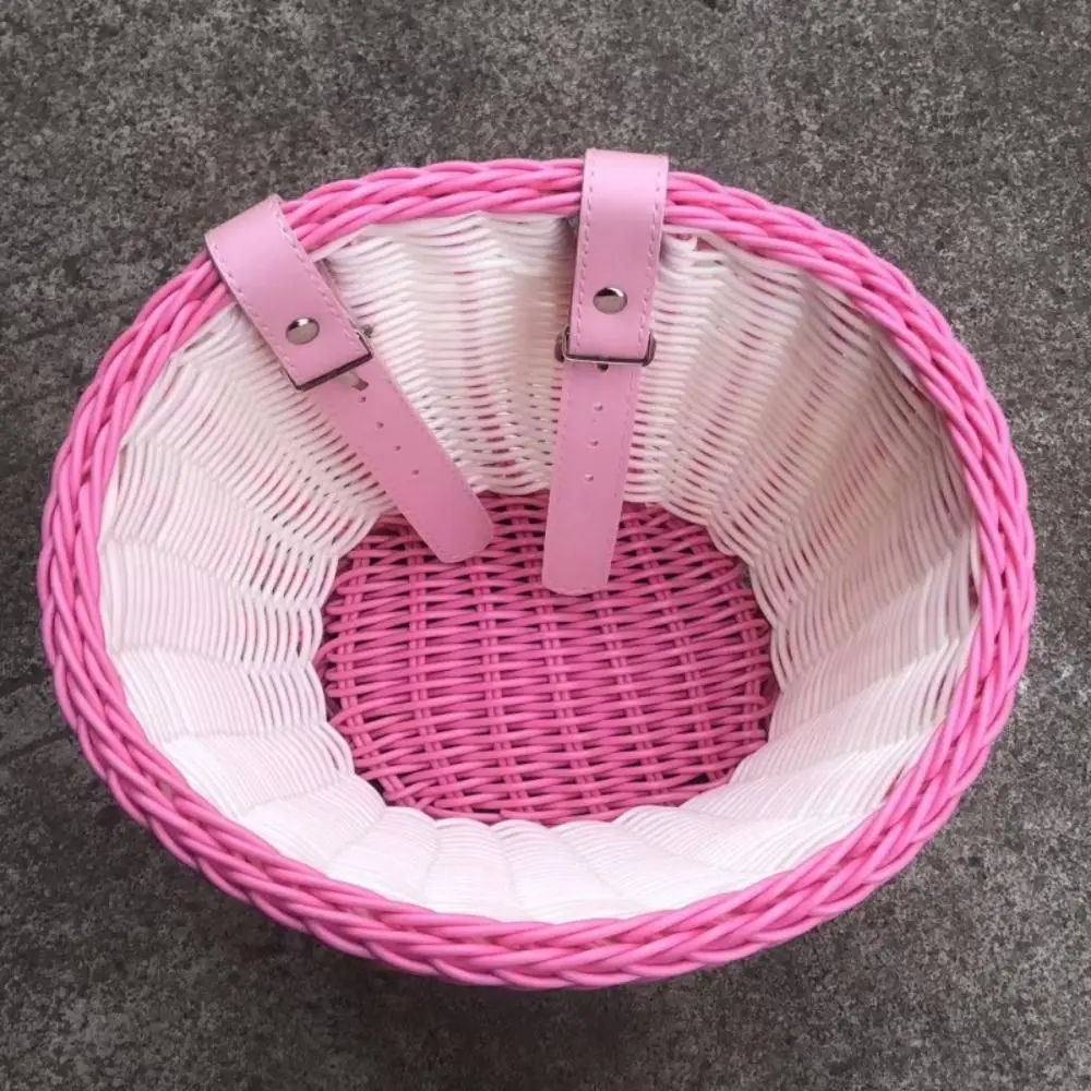 

Water Resistant Bicycle Basket Handwoven Adjustable Leather Straps Front Handlebar Basket Waterproof Daily Commuting