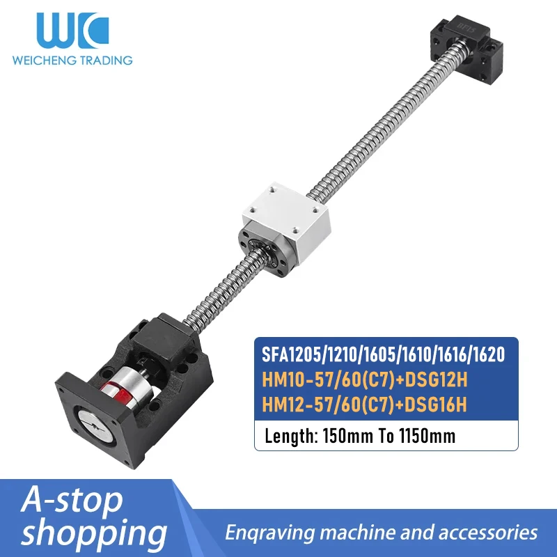 SFA 12/16 Series Ball Screw Servo Stepper Motor Integrated Seat Set Nut Bearing End Processing+BF10/12+DSG12/16H+Coupler CNC