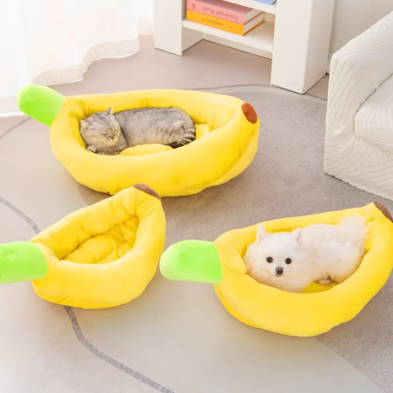 Dogs Bed Cozy Banana Shaped Nest Pets Bed Durable Detachable &Washable Plush Soft Puppy Cushion Pet Nesting Bed for Pet Supplies view 2