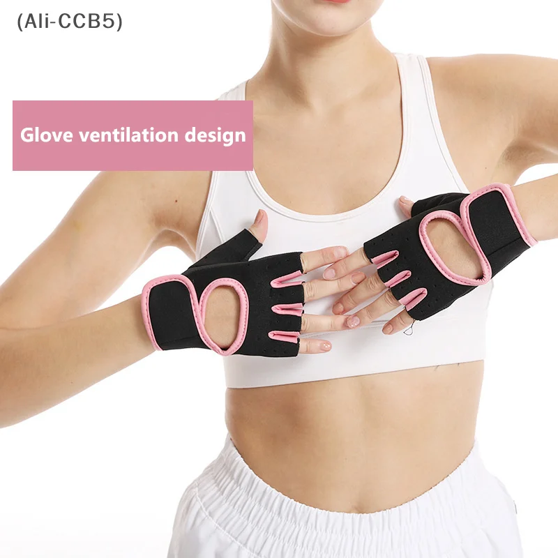 Fitness Strappy Gloves Hand Guard .Cycling Half Finger Sports Gloves Single Bar Dumbbell Non-slip Palm Protection Equipment