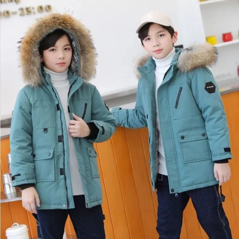 5 6 8 10 12 Years Teenagers Boys Jacket Autumn Winter Thicken Warm Kids Jacket Fashion Zipper Hooded Boys Coat New Kids Clothes