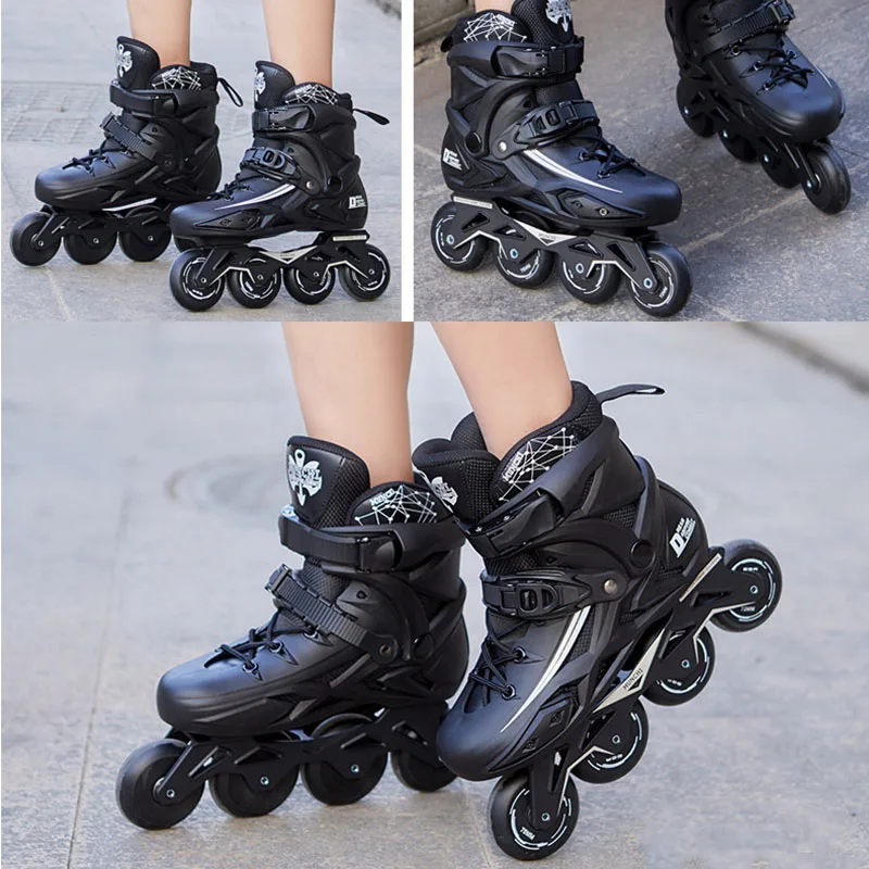 Sepatu roda untuk pria, sepatu roda 4 roda Inline Skating profesional dewasa Roller Skate Slalom kecepatan Patines gratis Skating balap Skate pria