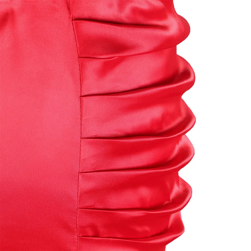 Robe de soirée haut de gamme pour femmes, Style rétro, avec bretelles plissées rouges irrégulières, robe Sexy Hepburn des années 50 et 60