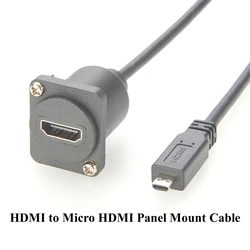 D Type Micro HD to HD port Chassis Panel Mount Extension Cable 4K HD Type D Male to HD Female Bulkhead Cord for Raspberry Pi