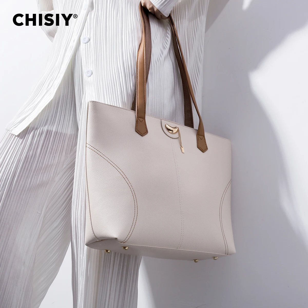 1 pc CHISIY Original Handmade Tote Bag,Bucket Bag,Spring, Summer White Bag, Pop Gorpcore Bag for Work gift idea for Mother\'s Day