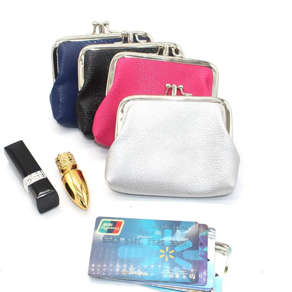 Simple Korean Style Double Layer Coin Purse Wallets Solid Color Short Clutch Bag Storage Bag PU Card Holder Men
