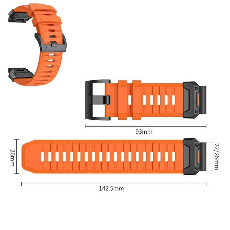 For Garmin Fenix8/7X/7pro/965/955 FKM Fluoroelastomer Rubber watch strap Stainless steel needle buckle Sport Waterproof Bracelet