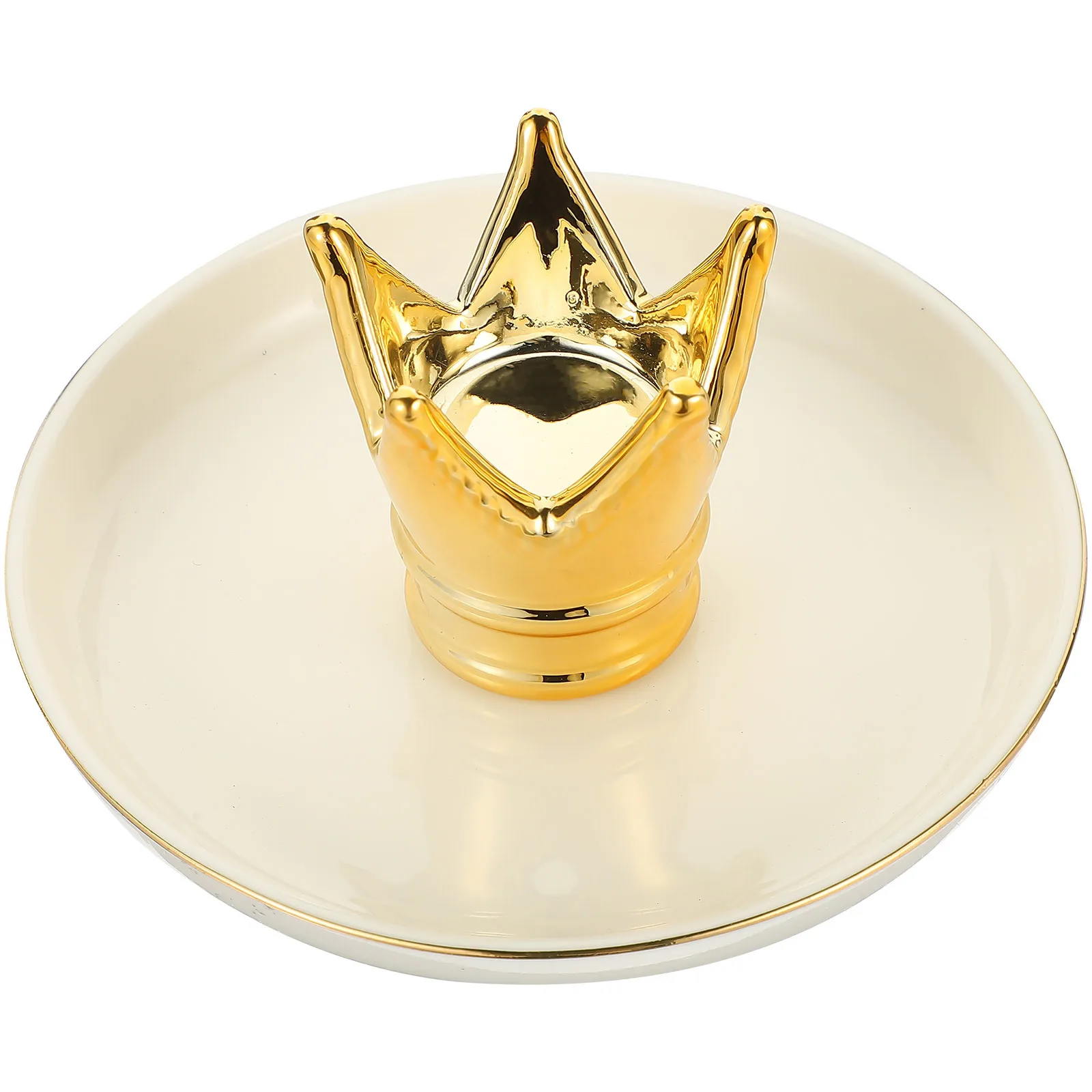 

Ceramic Jewelry Display Plate Cartoon Crown Jewelry Organizer Ring Holder Storage Tray Small Dish for Bedroom Sink Table