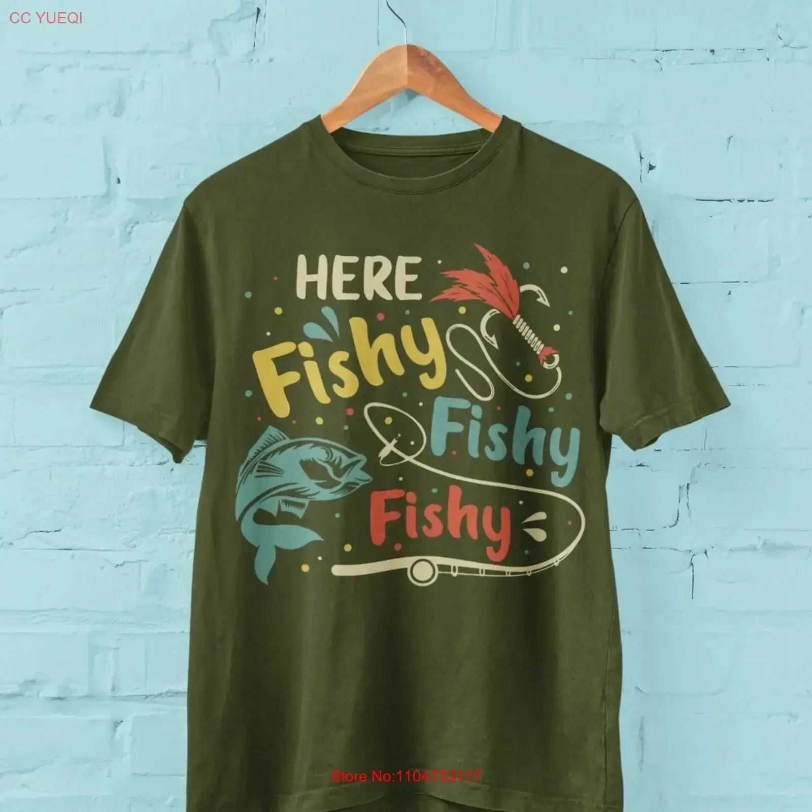 Funny Fishing T Shirt Here Fishy sizes Small to 6XL FB20 gift for fisherman vintage Washed streetwear fashion Soft Comfortable