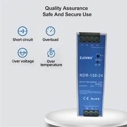 スイッチング電源、スリムなシングル出力、産業用Dinレール、dc 12v、10a、24v、5a、NDR-120-12、NDR-120-24 w