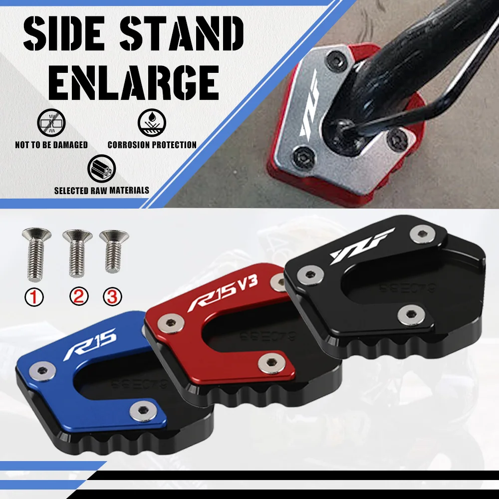 

2025 2024 Motorcycle Accessories Side Stand Enlarge For Yamaha YZF R15 V3 YZF R15M V4 2021 2022 2023 Kickstand Extension Support