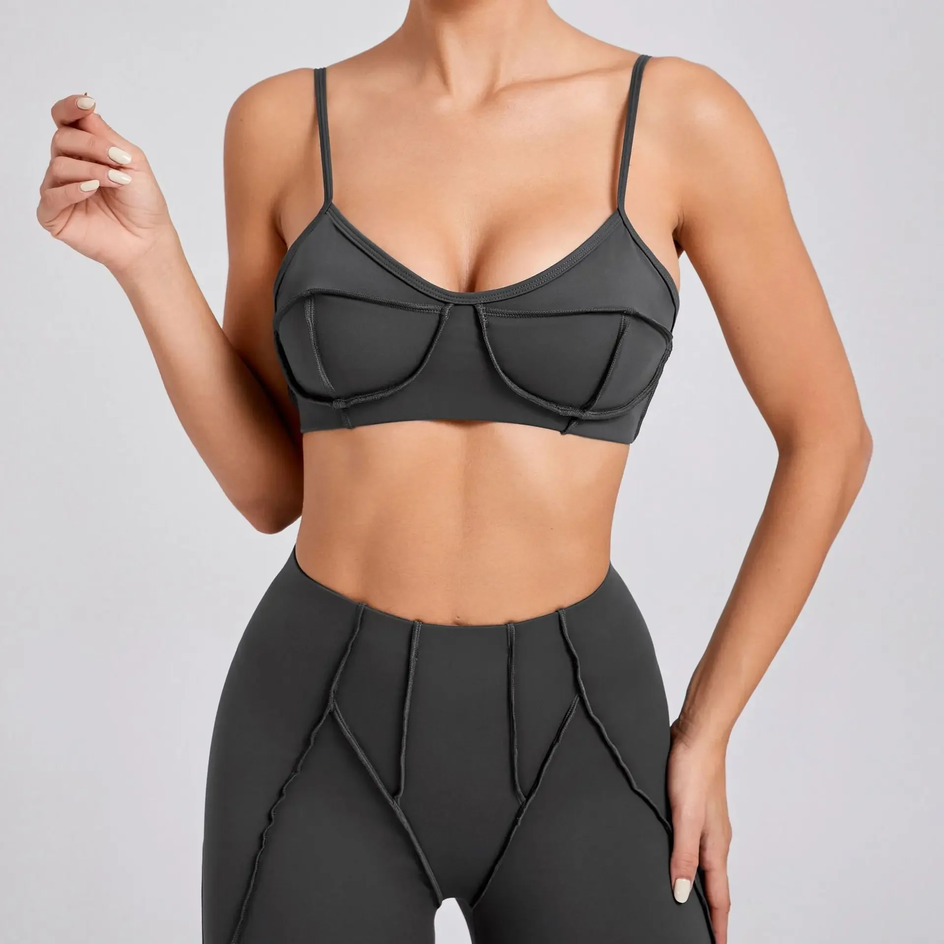 

Women Sports Bra Tops Sexy Thin Straps Back High Support Impact Yoga Underwear Running Fitness Gym Padded Bralette Bra