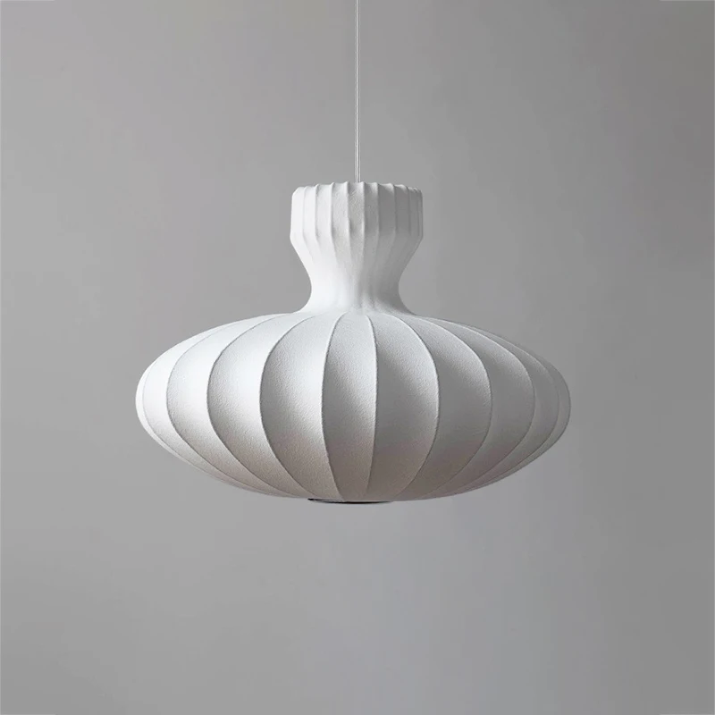 

Japanese Wabi Sabi Silk LED White Pendant Lamps Living Dining Room Bedroom Bar Home Decor Chandelier Indoor lustre Lighting Lam