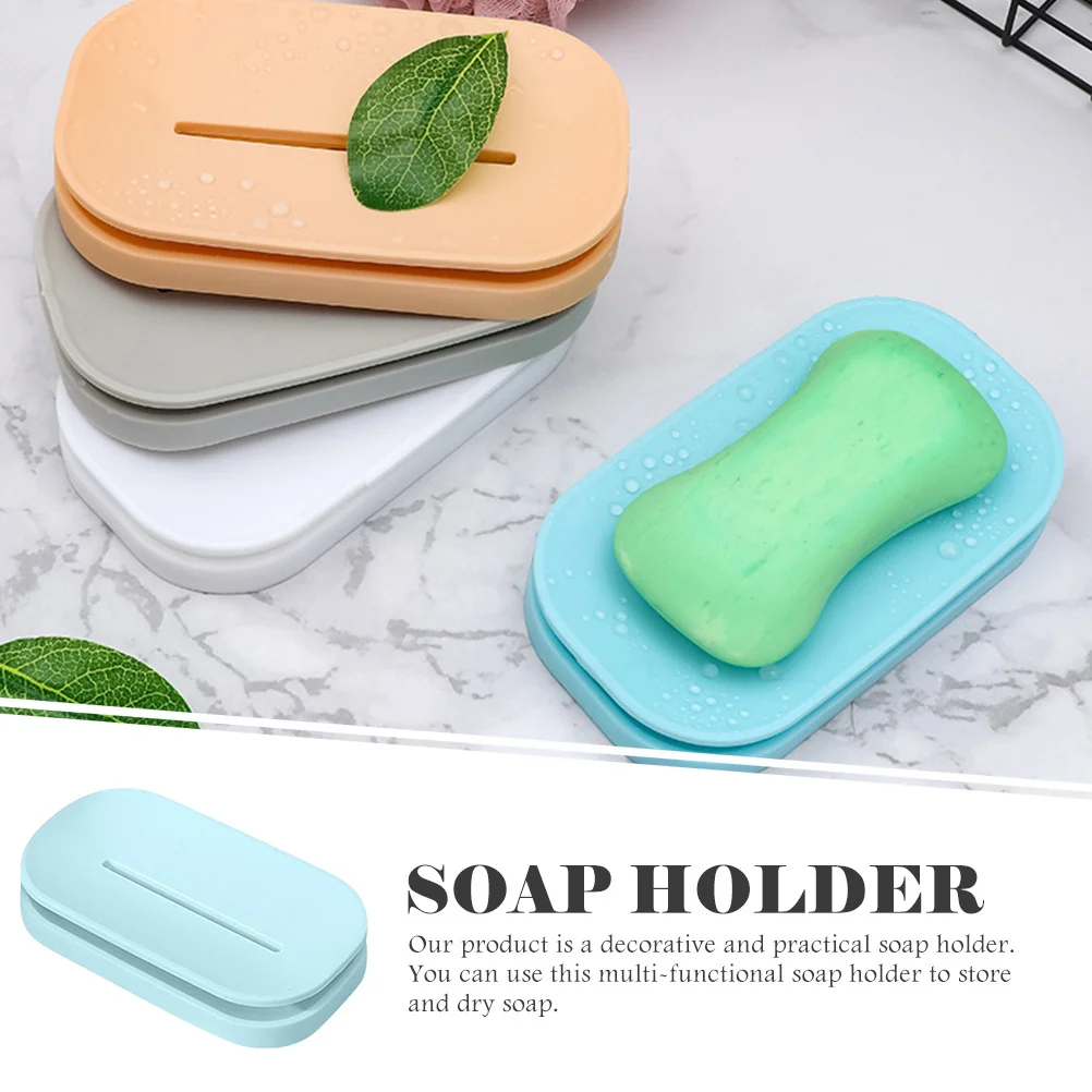 

4Pcs Soap Dish Draining Case Plastic Bathroom Soap Holder PP Material Fast Dry Gift Hallway Key Storage Holder