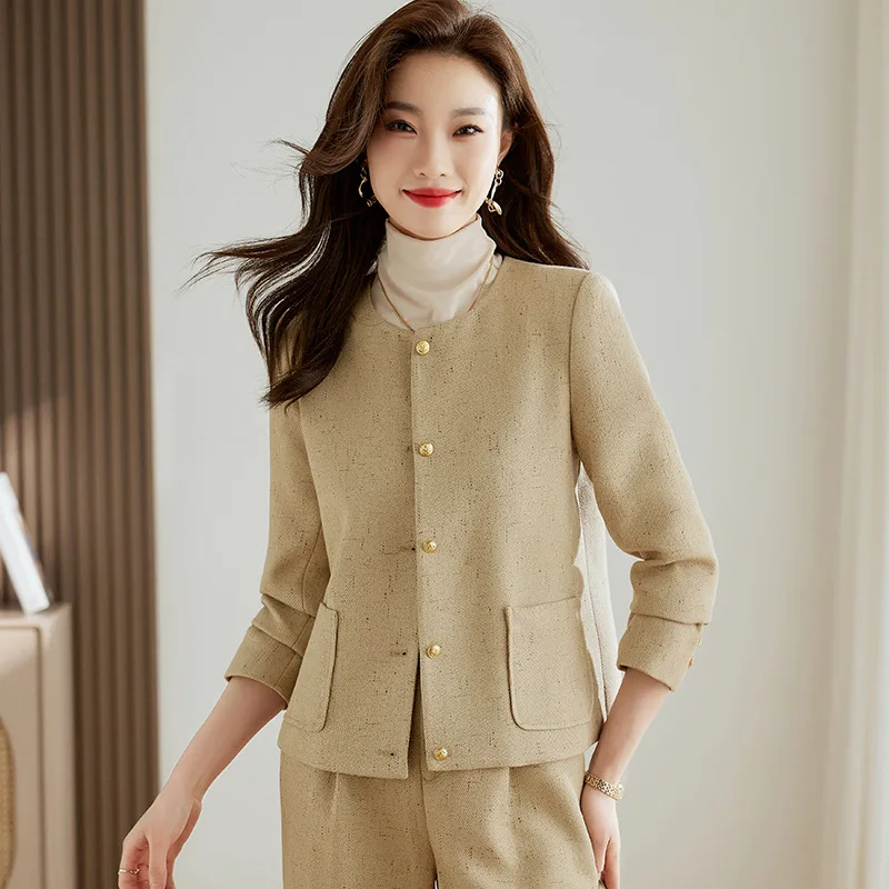 French-style round-neck two-piece jacket set for women in early autumn2023New design of the year, stylish and slimming pants sui
