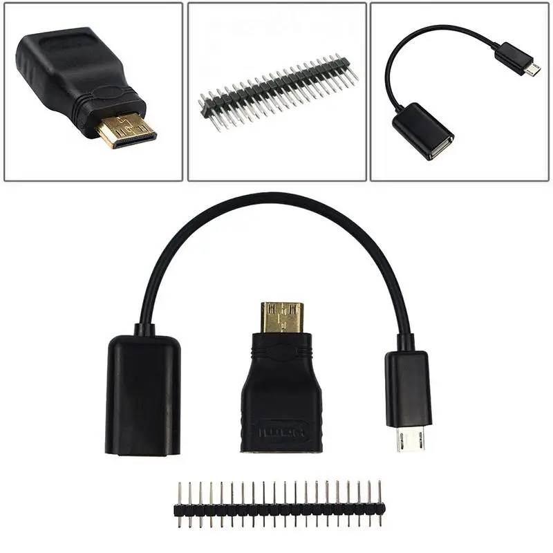 3-in-1 Raspb-erry P-i Zero Adapter Kit Mini HDM-I To HDM-I Adapter + Micro USB+GPIO Header U Standard Specially Size Zero