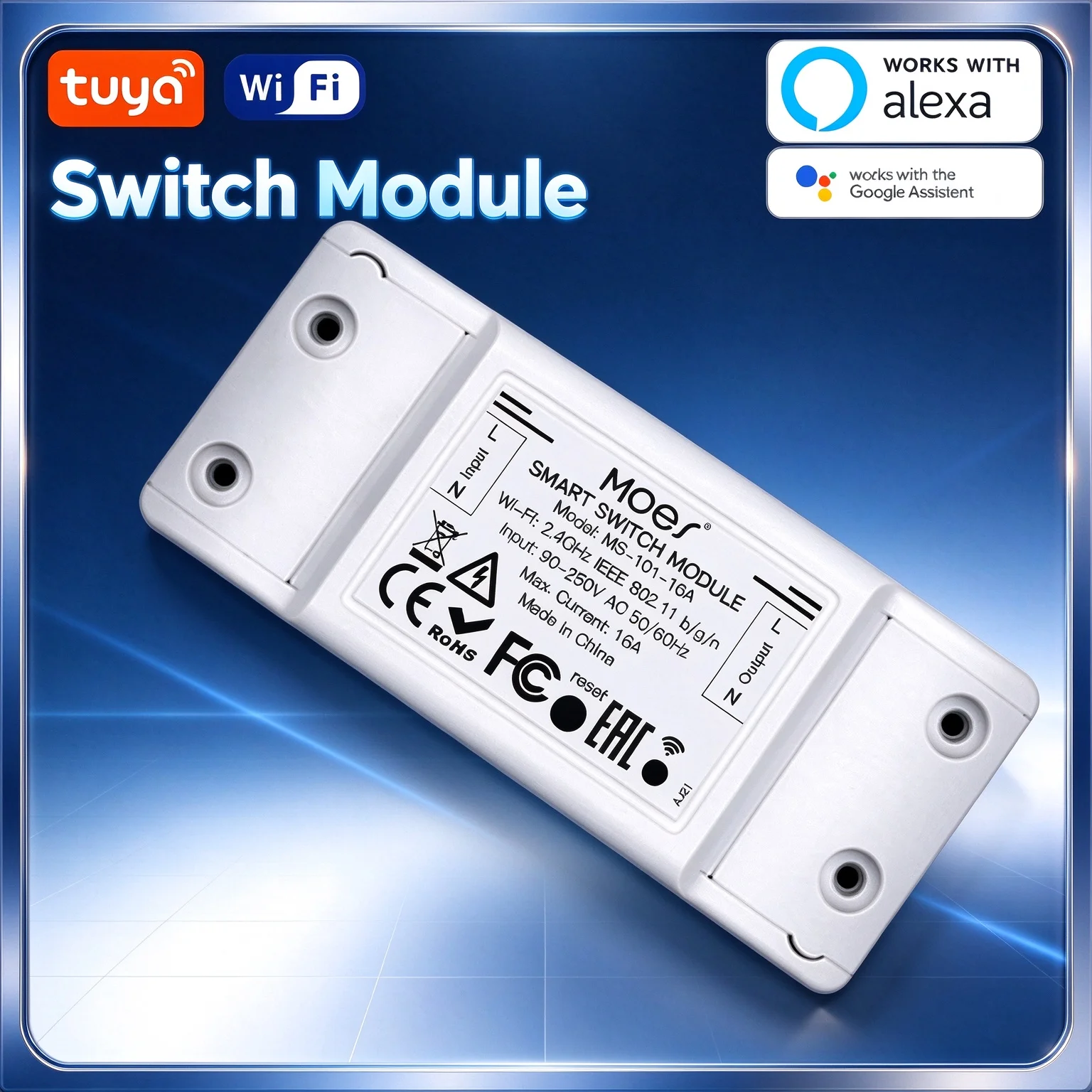 16A Tuya WiFi Smart Relay Module Smart Life APP Timer Voice Control Works Alexa Google Home DIY Inline Switch for Home Appliance