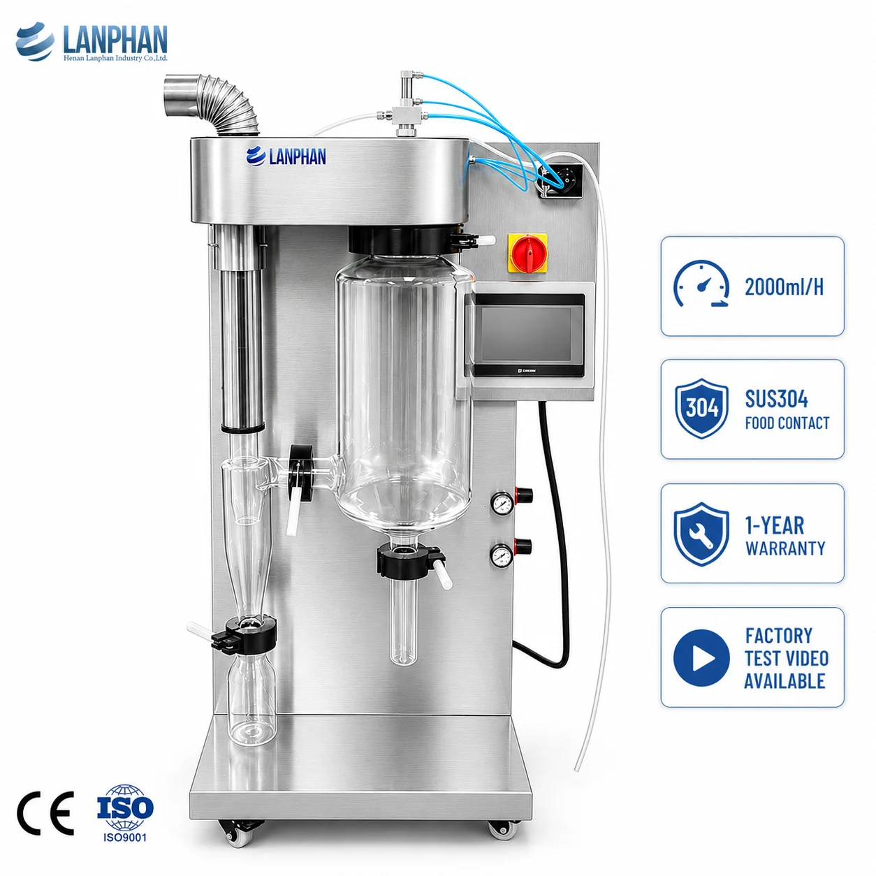 Small Scale Laboratory Spray Dryer For Milk Powder Food Ingredients And Protein Solution
