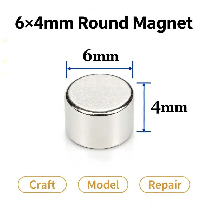 N35 Neodymium 6x4mm Small Disc Magnet 20‑500PCS Powerful Pull Force Permanent Magnet For Fridge Office DIY Craft 6*4mm