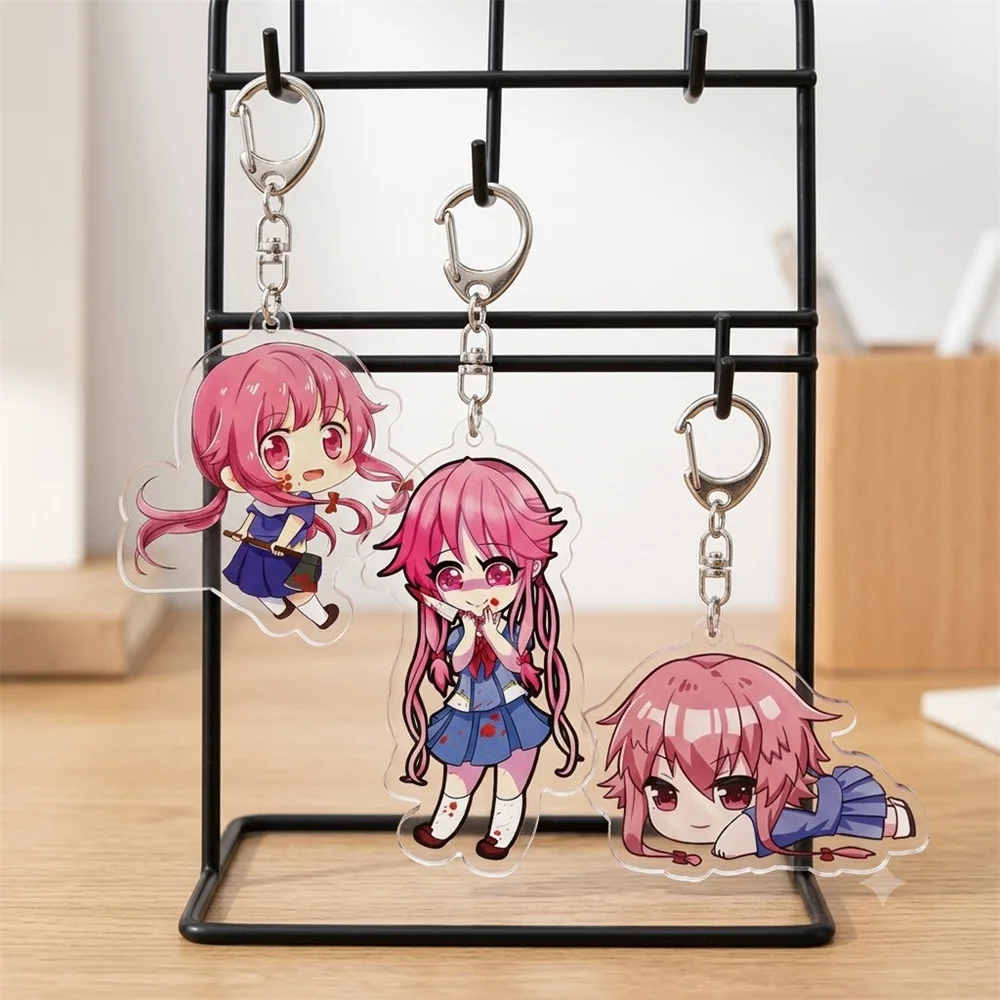 6CM Anime Future Diary Acrylic Keychain Stand Model Ornament Accessories Goods Christmas Gifts