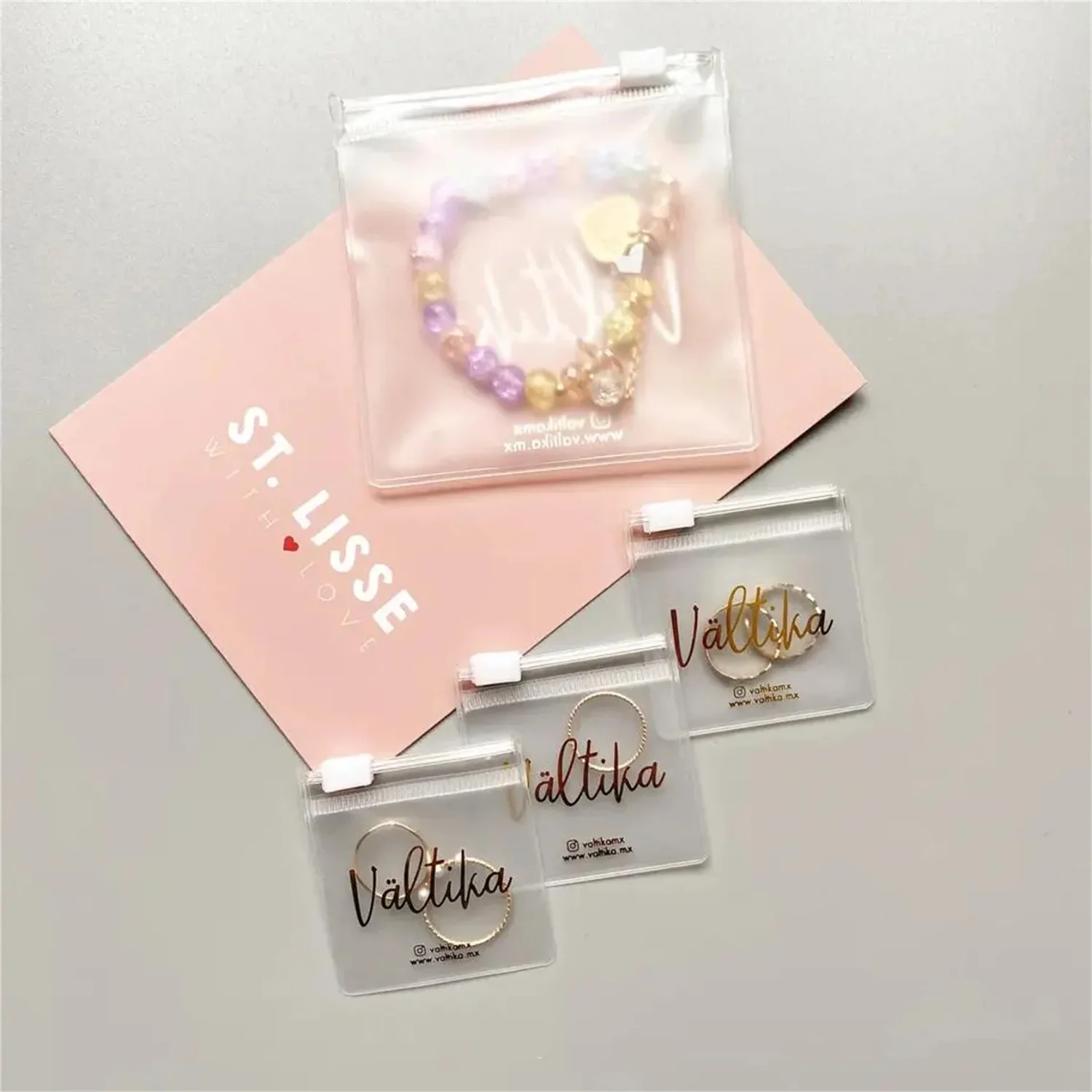 

100 custom jewelry pouch, pvc transparent bag，customized high-quality jewelry packaging, custom jewelry bag with you logo