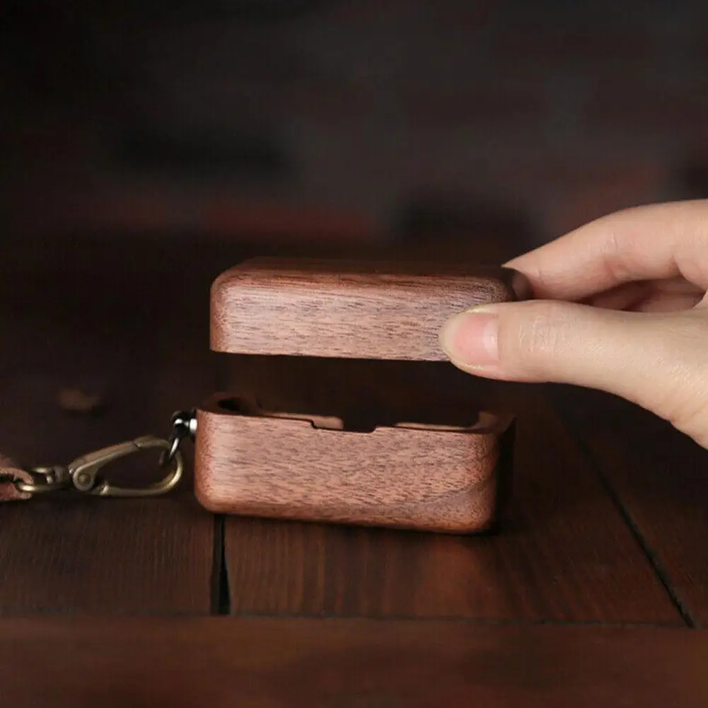 Solid Wood Case For Sony WF-1000XM5 Earphone Case Bluetooth Earphone Protection Case with Lanyard For Sony WF-1000XM4 Cover