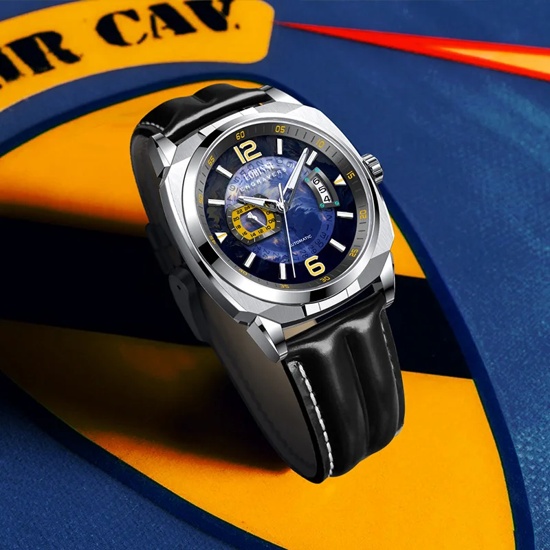 LOBINNI 新しい高級メンズ腕時計スクエア自動機械式時計御代田ムーブメントサファイアガラス防水スポーツ腕時計