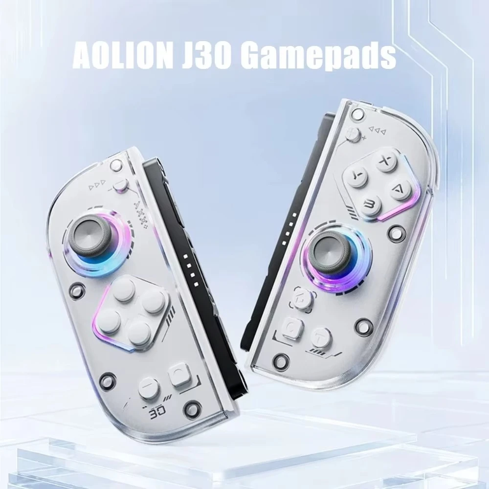for AOLION J30 Gamepads Wireless Bluetooth TMR Joystick Motion Control RGB for Switch Steam PC Split-style Controller