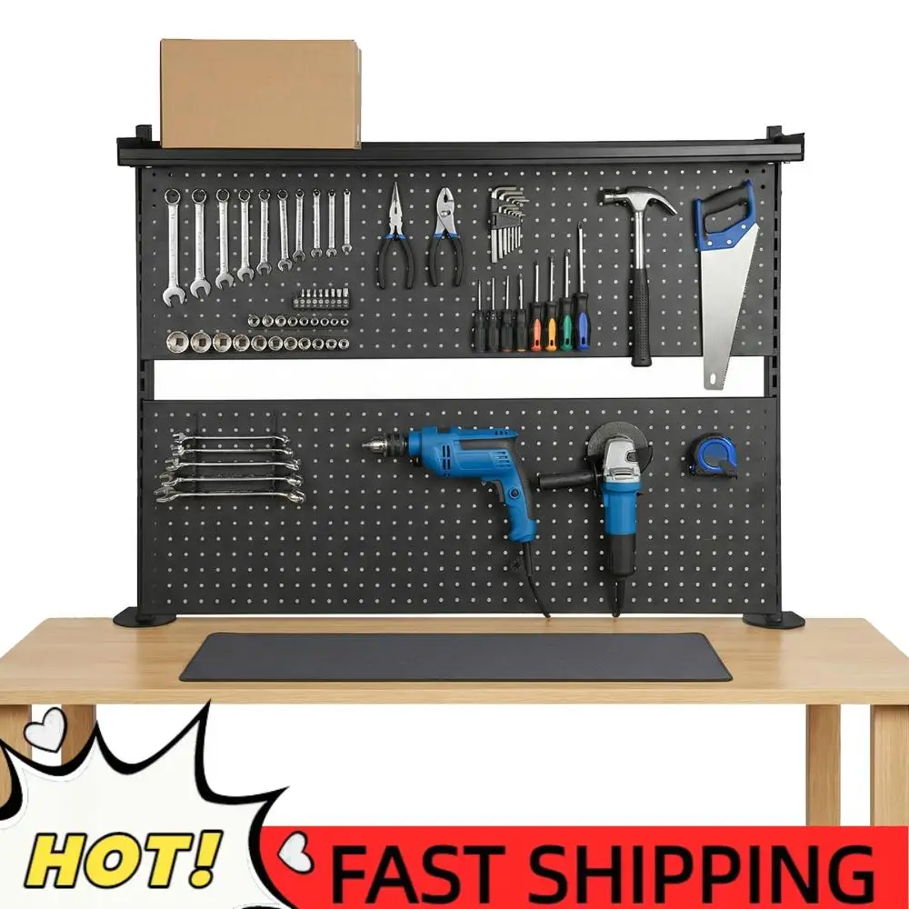 

Металлическая перфорированная панель с подставками для мониторов, система настольных полок для компьютерных аксессуаров, 51 x 34 дюйма, для офисных принадлежностей, общежитий и домашнего декора