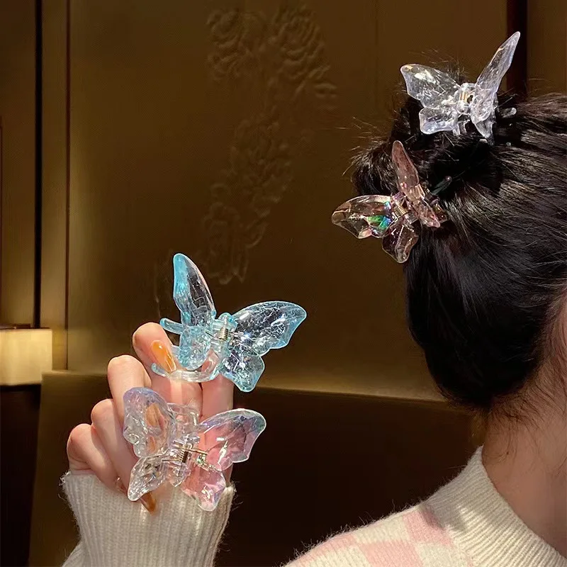 

Korean Clear Hair Clip Iridescent Barrettes Mermaid Core Clip for Back Hair Vacation Aesthetic