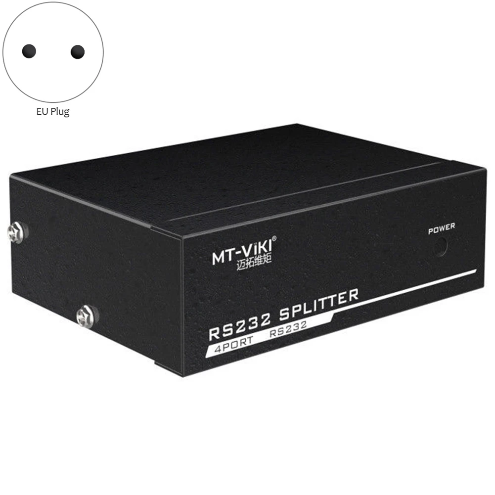 MT-RS104 Active Serial RS232 Splitter 1 to 4 RS232 Bi-Direction Switcher Splitter 4 to 1 with Power Adapter-EU Plug