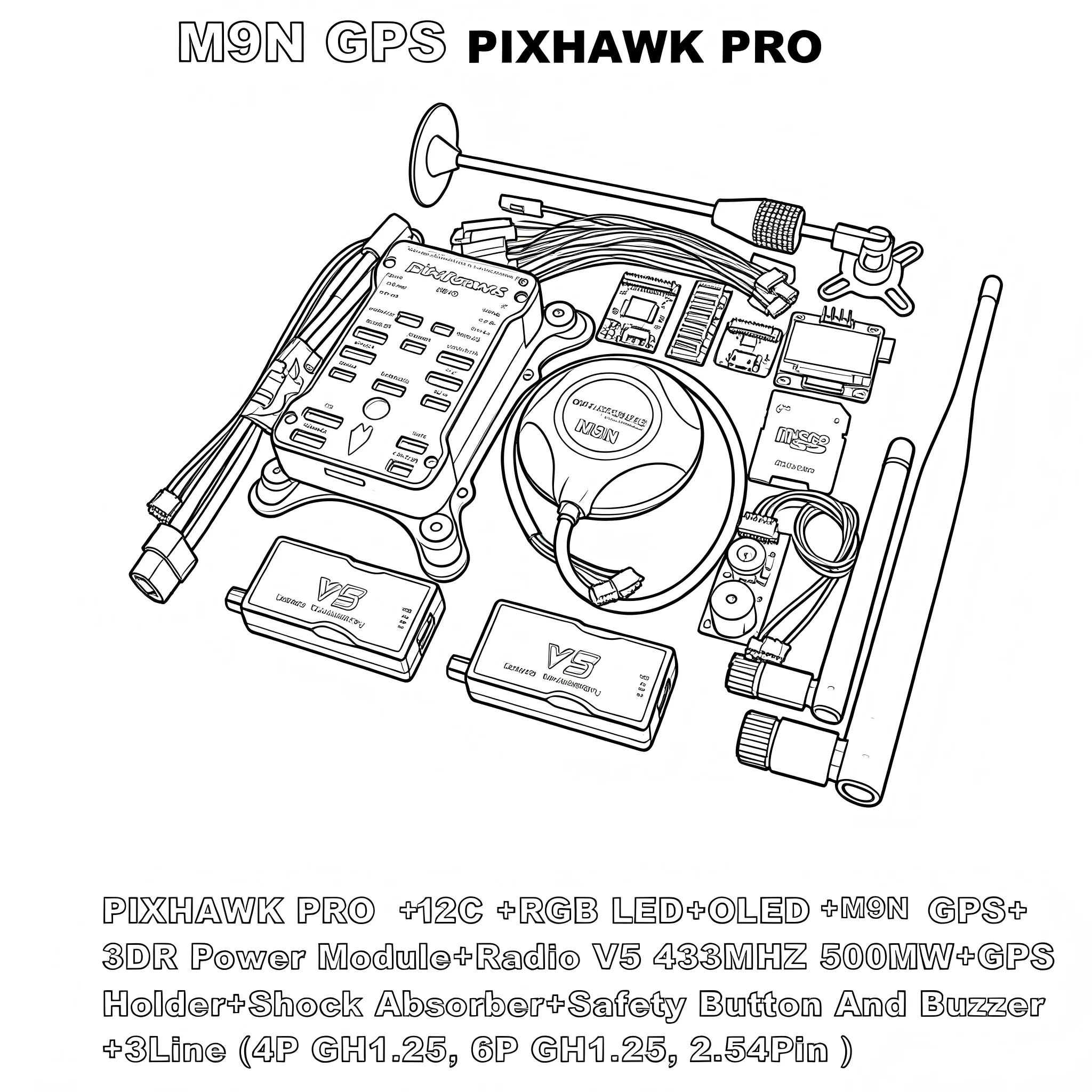 Angeltoy Pixhawk PX4 PRO M9N GPS PIX 32 Bit Flight Controller Autopilot with 4G SD RC Quadcopter Ardupilot ArduPlane ArduRover