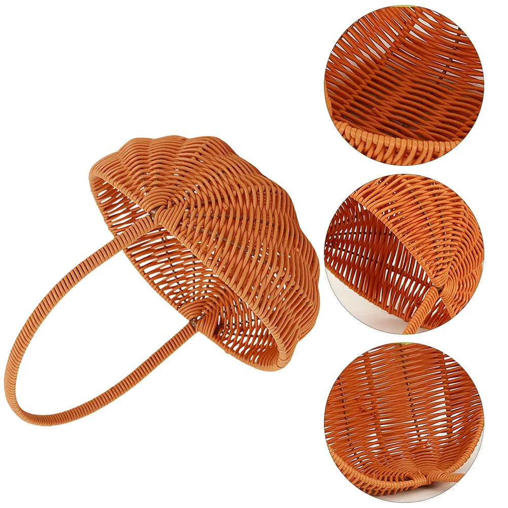 

Creative Handwoven Watermelon Shaped Picnic Basket Retro Country Style Rattan Like Material Storage Basket For Outdoor Snack