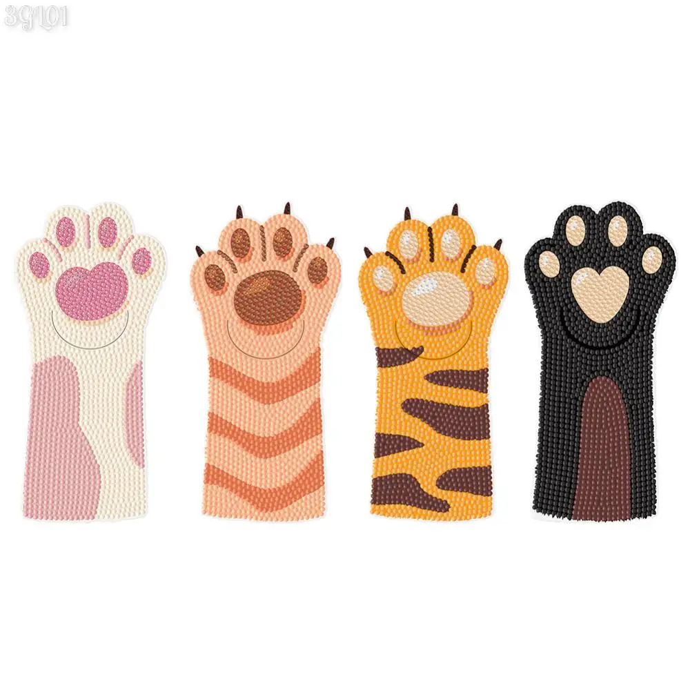 4Pcs Cat Paw Diamond Painting Bookmark DIY Bookmarks Diamond Painting Kits Diamond Painting Bookmark Making Kit for Book Lovers