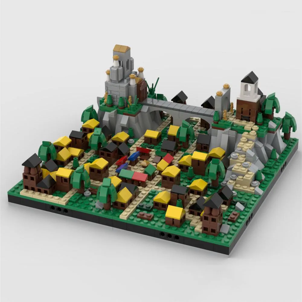 942PCS MOC Creativity Medieval Town With a Temple Diorama Building Blocks Puzzle Custom DIY Toy Brick Children's Birthday Gifts